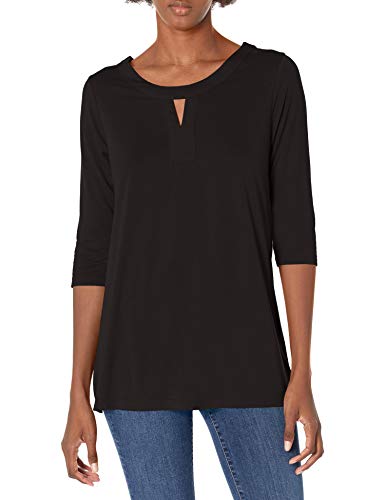 Túnica para mujer Hanes holgada que disimula la cadera con escote original negra S 1