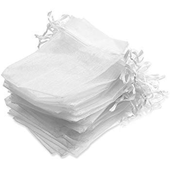 Zziggysgal 30 Empty Drawstring Organza Sachets, 3x3 inches (White)