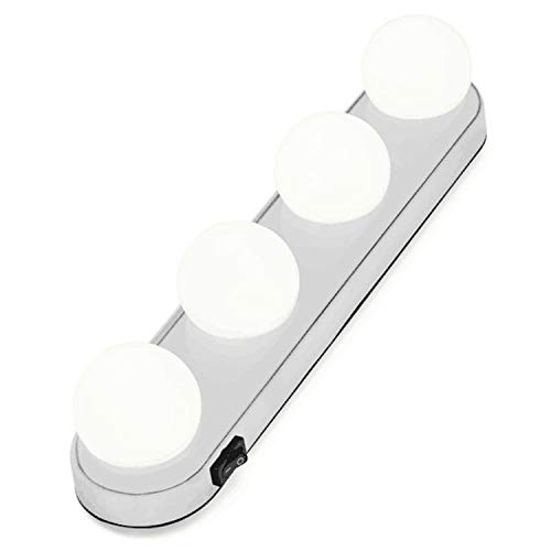 Yuecute Studio Glow Vanity à maquillage lumière Super Bright 4 ampoules LED alimenté par batterie avec ventouses Cover