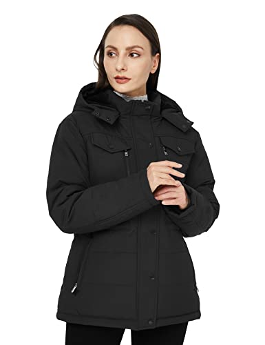 WenVen Women's Winter Water Resistant Warm Puffer Coat with Detachable Hood4