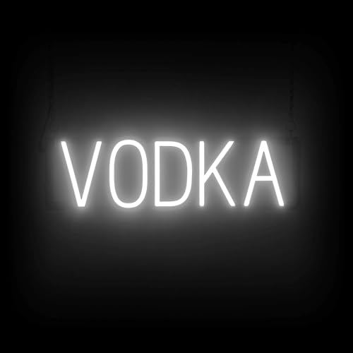SpellBrite LED Neon VODKA Sign for Business - White, 22" x 6"