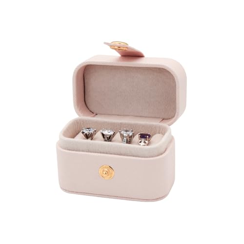 FuninCrea Petit Rangement Bijoux avec 6 Rainures d'Anneau, Boite Bague en Cuir PU, Boite a Bijoux Femme Portable Porte Alliance Mariage pour Boucles d'Oreilles...
