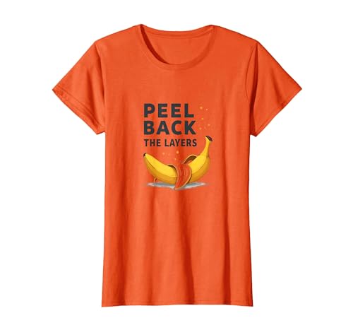 Peel Back The Layers Banana Graphic Design T-Shirt, Women, Orange,