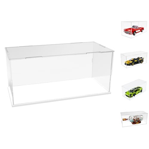 Image of Choowin Acrylic Display Case for Lego Ship in a Bottle for Lego Corvette for 1 /18 Diecast Car for Lego Car Display Thickened Clear Acrylic Display Cases for Collectibles Assemble Dustproof(White Base)