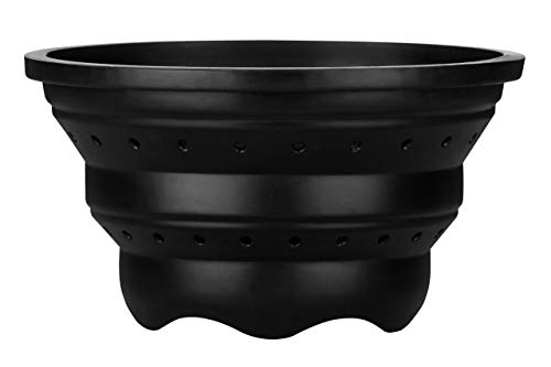 Premier Housewares Black Collapsible Washing Up Bowl Rice Strainer Kitchen Strainer Bowl Metal Colander Washable Silicone Bowl Strainer Rice Colander