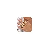 Gmai Gold Rings Set 7 Pack Chunky Flower Pearl Adjustable Stackable Statement Jewelry Non Tarnish Hypoallergenic Tarnish Resistant Gift for Women (Golden Flower Set)