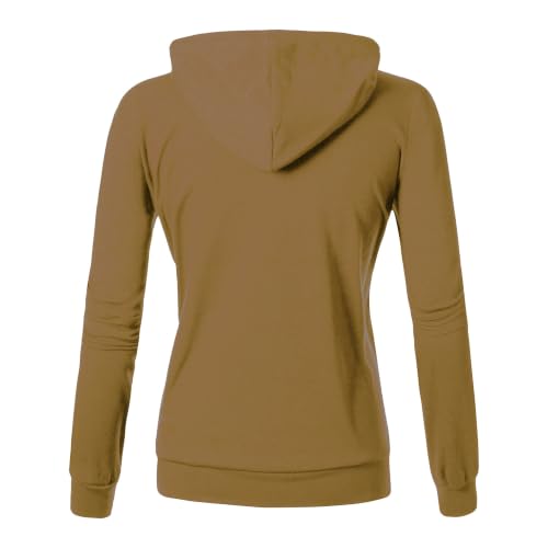 Image of GIVON Womens Casual Zip Up Hoodie Cotton Blend Soft Fabric Basic Layering Hooded Jacket with Kangaroo Pocket