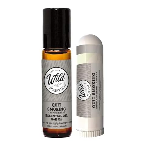 Quit Smoking Nasal Inhaler and Roll On Essential Oils, 2 Piece Set, Stop Smoking Aid, Helps Relieve Cravings, Soothes Lungs, All Natural Cover
