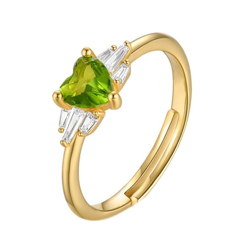 Anillos de boda de oro amarillo de 9K y 14K con peridoto en forma de corazón de 5mm