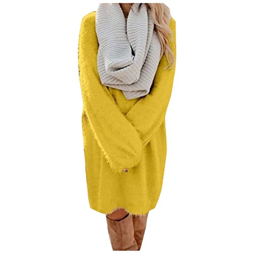 Robe tricotée pour femme chic à col roulé et manches longues