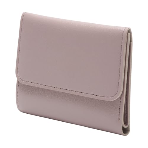 1Pcs Card Wallet 3-Fold Glossy Wallet PU Leather Purple 11.5x8.5cm2