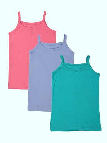 Image of KiddoPanti Girls 100% Cotton Rib Solid Camisole Tank Top Pack of 3