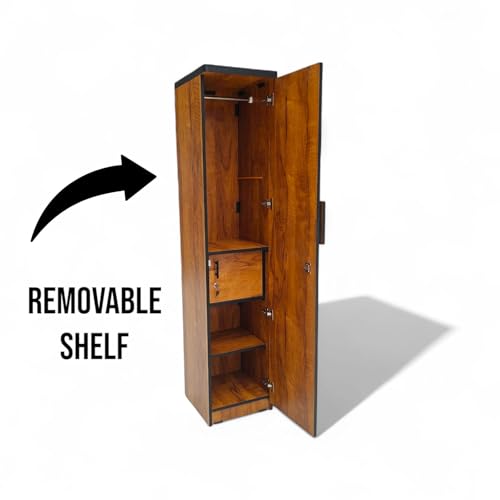 Image of Single Door Wardrobe for PGs,Hostels, Dormitory.1 Door Wardrobe with Lock Gujjubazar (Golden Coach Wood)