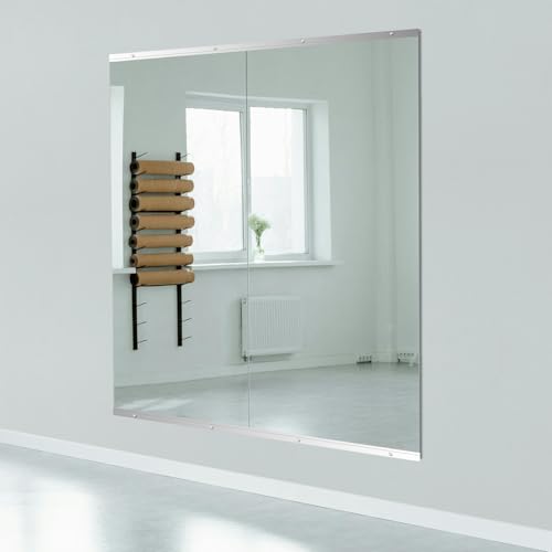 Image of Ruomeng Home Gym Mirror, 55''x20''x2PCS Full Length, Large Frameless Body Mirror Tempered Glass for Gym, Workout, Yoga, Garage, Dance Studio