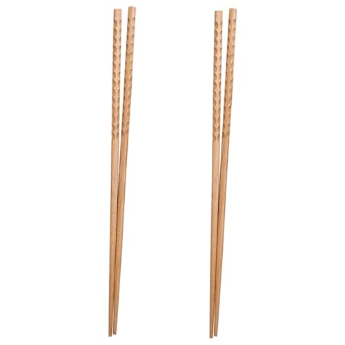minkissy 2組の ?木製延長調理箸双 滑り止め機能付き 長持ち再利用可能 揚げ物 鍋料理 麺類対応 家用キッチンツール