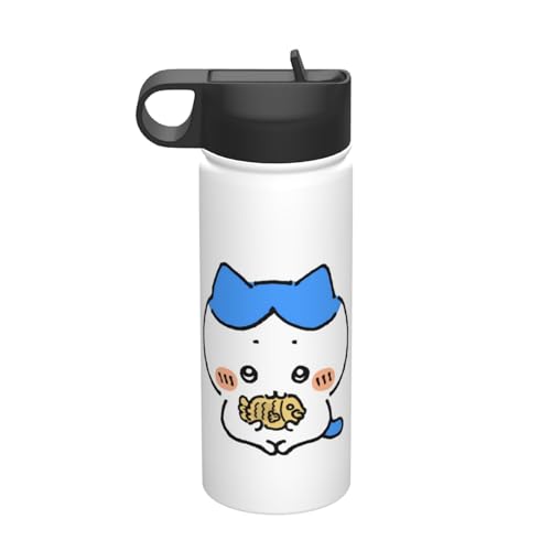 ステンレスカップ ちいかわ ハチワレ コーヒーカップ 車用 タンブラー かわいい 大容量 保温 保冷 真空断熱 蓋付き 水筒 ウォーターボトル 取っ手付き 持ち運びやすい スポーツ アウトドア オフィス 家庭用 車用 男女兼用 誕生日プレゼント 500ml