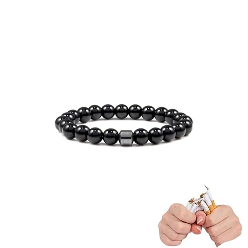 JWIGP Anti Smoking Bracelets - 3PCS Quit Smoking Bracelet Adjustable Stop Smoking Cessation Bracelet Kit Handmade Effective Quit Reminder Jewelry Kit for Women Men (1PCS-Black)