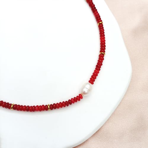 Beaded Necklaces for Women Gemstone Necklace with Freshwater Pearl Crystal Beaded Necklace Natural Stone Summer Beach Bead Choker Boho Necklaces for Women 6