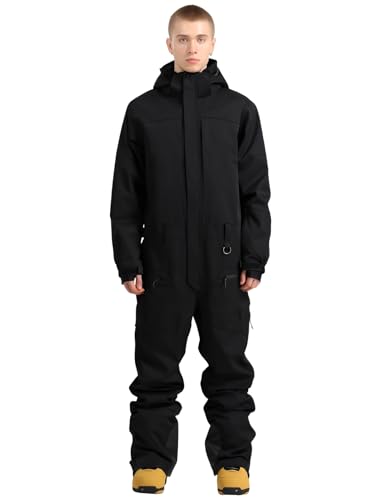 GSOU SNOW Men Ski Suit One Piece Women Snowsuit Snowboard Jumpsuit Jacket Pant Set Insulated Windproof Outwear Winter Black L