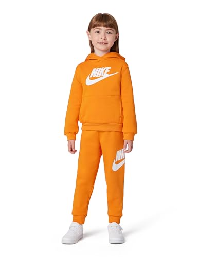 Image of Nike Kids' Sportswear Club Fleece Pullover Hoodie and Joggers 2-Piece Outfit Set (Large Swoosh Logo)