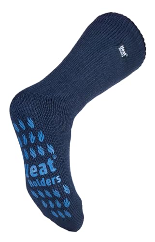 Heat Holders Men's Thermal Gripper Slipper Socks BIGFOOT Size 13-15 US Deep Blue