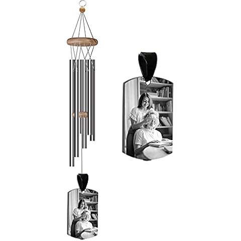 Zakally Personalized Custom Photo Wind Chimes Memorial Picture Wind Chimes for Garden Backyard (with Urn Ashes Pendant) Cover