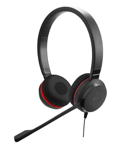 Jabra Evolve 20 SE Stereo Headset – Microsoft Teams zertifizierte Kopfhörer für VoIP Softphone mit passivem Noise-Cancelling – USB-A Kabel mit Anrufsteuerung – schwarz