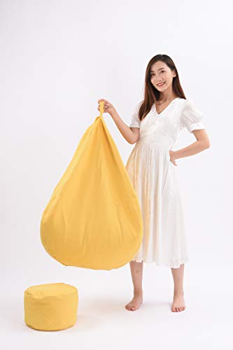 Bean Bag Chair Computer Chair Beanless Bag Recliner Washable Memory Foam Bag Plush Ultra Soft Stuffed Animal Storage Cover Footstool Seat Lounge Chair(Beanbag Cover Only)(Yellow, 43×40In) #TOP3