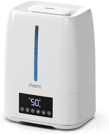 Chooone 6L Top Fill Ultrasonic Humidifier - Cool and Warm Mist for Bedroom, Baby, Large Rooms & Plants, Smart Humidity Control, Aroma Diffuser, Night Light, 12H Timer, Quiet