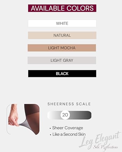 Image of leg elegant 3 Pairs 20D Women's Sheer Tights Ultra Sheer Pantyhose with Control Top