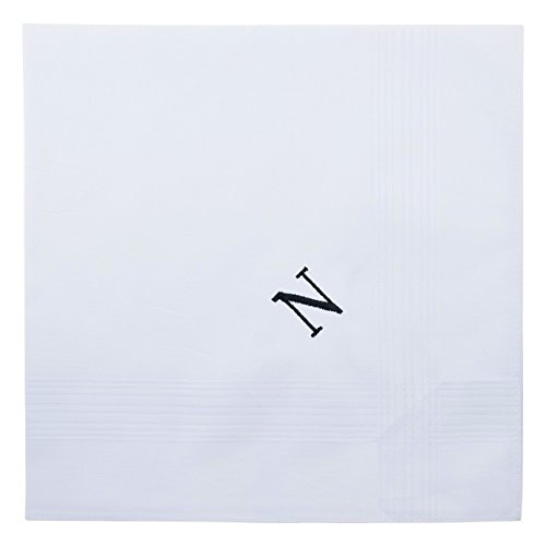 Image of Retreez 8 Pc Pure Cotton Initial Monogrammed Men's Handkerchiefs Hanky Gift Set