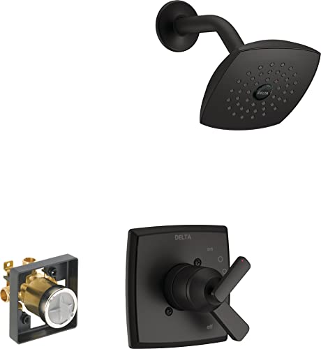 Delta Faucet Ashlyn 17 Series Dual-Handle Shower Faucet, Shower Trim Kit With Single-Spray Touch-Clean Shower Head, Matte Black T17264-Bl (Valve Included) #TOP14