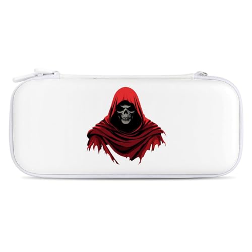 Grim Reaper Red Cloak Compatible with Switch Carrying Case Hard Travel Game Bag Pouch with 15 Games Accessories White-style