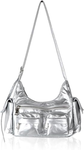 Genuine Leather Hobo Shoulder Bag for Women - Y2K Black Crossbody Purse for Work & Daily Use