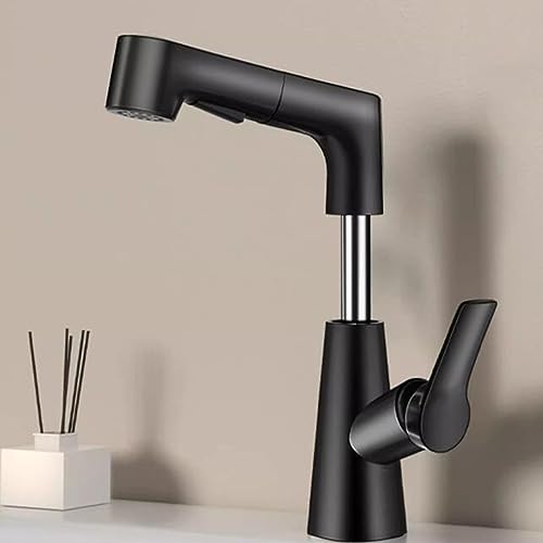 Robinet de lavabo extractible rotatif résistant en laiton contre le calcaire de salle de bain