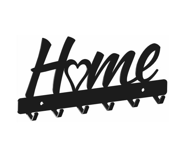 gamet ® WS69 Porte-manteau mural en métal, porte-clés, porte-manteau modèle home, 6 crochets, 1 pièce, noir