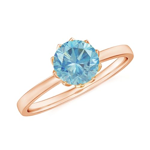 Certified 6 MM Aquamarine Round Engagement Ring for Women, AAA Quality, Natural Aquamarine Solitaire Ring