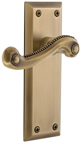 Grandeur Hardware Fifth Avenue Tall Plate Double Dummy with Newport Lever in Vintage Brass