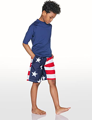 Tsla Boys Swim Trunks, Quick Dry Upf 50+ Beach Board Swim Shorts, Swimsuit Swimwear With Inner Mesh Liner, Graphic American Flag, 8 #TOP4