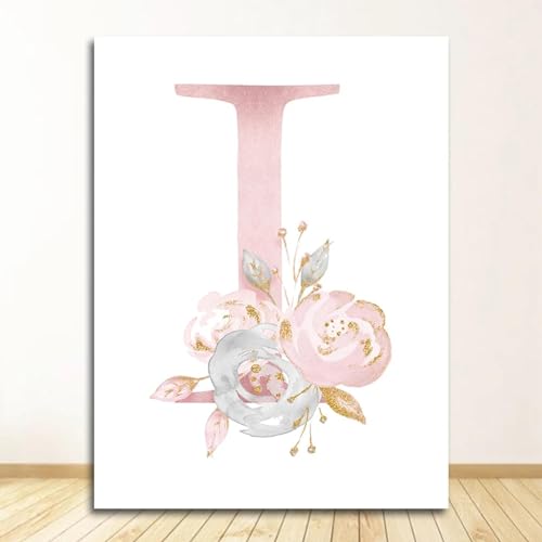 Impression d'art nom personnalisé fleurs lettre I toile luxe