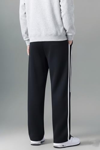 Image of Men's Relaxed Fit Solid Striped Pattern Lycra Blend Straight Trouser Pant with Standard Length and Elastic Band Closure Type | Trouser for Men Regular Fit | Loose Pant for Man