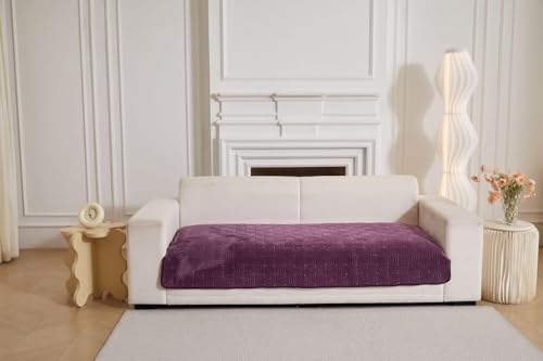 Image of HOMETHREADS Innovative Premium Velvet Sofa Cover Mat with PVC Backing for Non-Slip Comfort (C Purple, 1 Seater Large | 70x90cm)