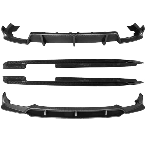 FREEMOTOR802 Compatible with 2020-2023 BMW G06 X6 M Sport Only Front Bumper Lip + Side Skirts + Rear Diffuser Whole Kit, IKON Style Carbon Fiber Print Lower Left Right Body Kits Replacement