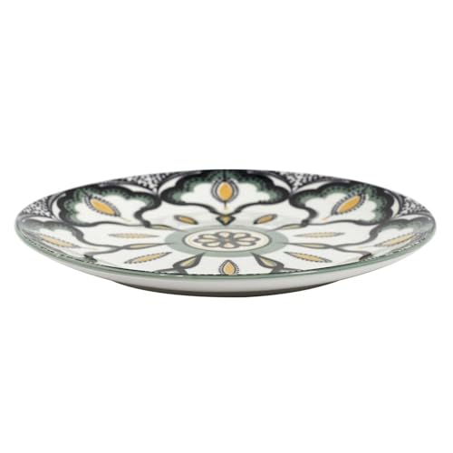 HOME DECO FACTORY, KA5581 - Plato Mandala Verde con diseño artístico, Colores Vivos, Ideal para Todas Las Ocasiones, Materiales duraderos, embellecer tu Mesa de 19 cm de diámetro, 19 cm