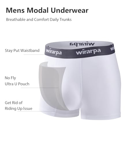 wirarpa Men's Underwear Micro Modal Trunks Soft Microfiber Boxer Briefs 4 Pack4