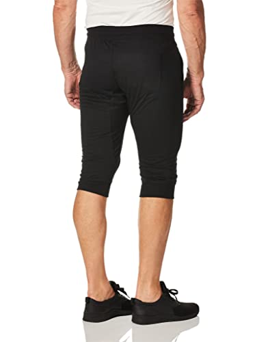 Southpole Men's Jogger Capri Pants Basic Solid Colors In 3/4 Length And French Terry Fabric, Black, Large #TOP1
