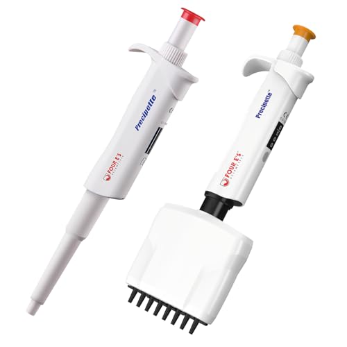 4E's USA 100-1000ul Single Channel Pipettes with 0.5-10ul Multi-Channel Adjustble Volume Pipette, 8-Channel Micropipettes, Adjustable Volume Pipette with Autoclavable Lower Portion, Universal Tip Cone