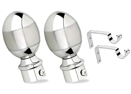 CRAQLIN Stainless Steel Curtain Brackets Silver Finish for Door and Window knobs and Support Set (EGGG_Pack_2)