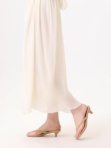 Image of Women's Flip-Flops Kitten Heels Thong Sandals For Women Square Toe Slip On Fashion Summer Dress Sandals