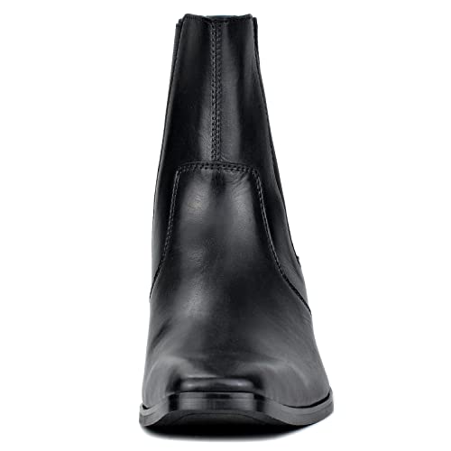 OSSTONE Men Chelsea Ankle Boots Leather Chukka Boots Heel Retro Dress Boots JY038-US4